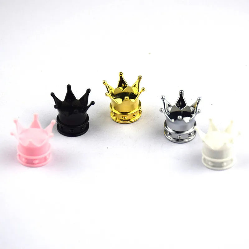 Crown tyre valve set in black polymer ABS for American valve covers with air leakage dust prevention design