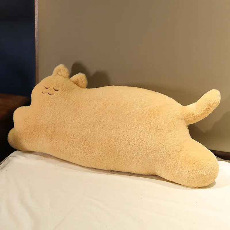 Cute cartoon cat pillow plush toy in 70cm size, standing cat design in yellow