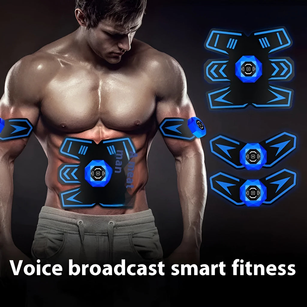 Set of eight rectangular abdominal massage patches for body sculpting and waist reduction.
