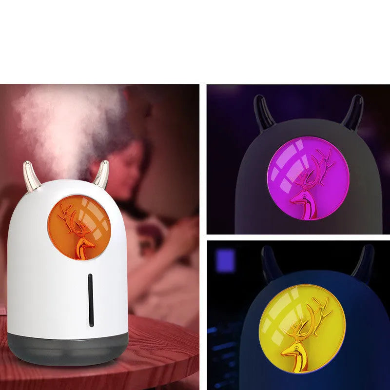 Mini animal-shaped USB aroma diffuser humidifier in white or pink with single mist outlet for small spaces