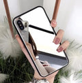 Black compatible iPhone case with integrated mirror for iPhone X, 7 Plus, and 8 Plus models.