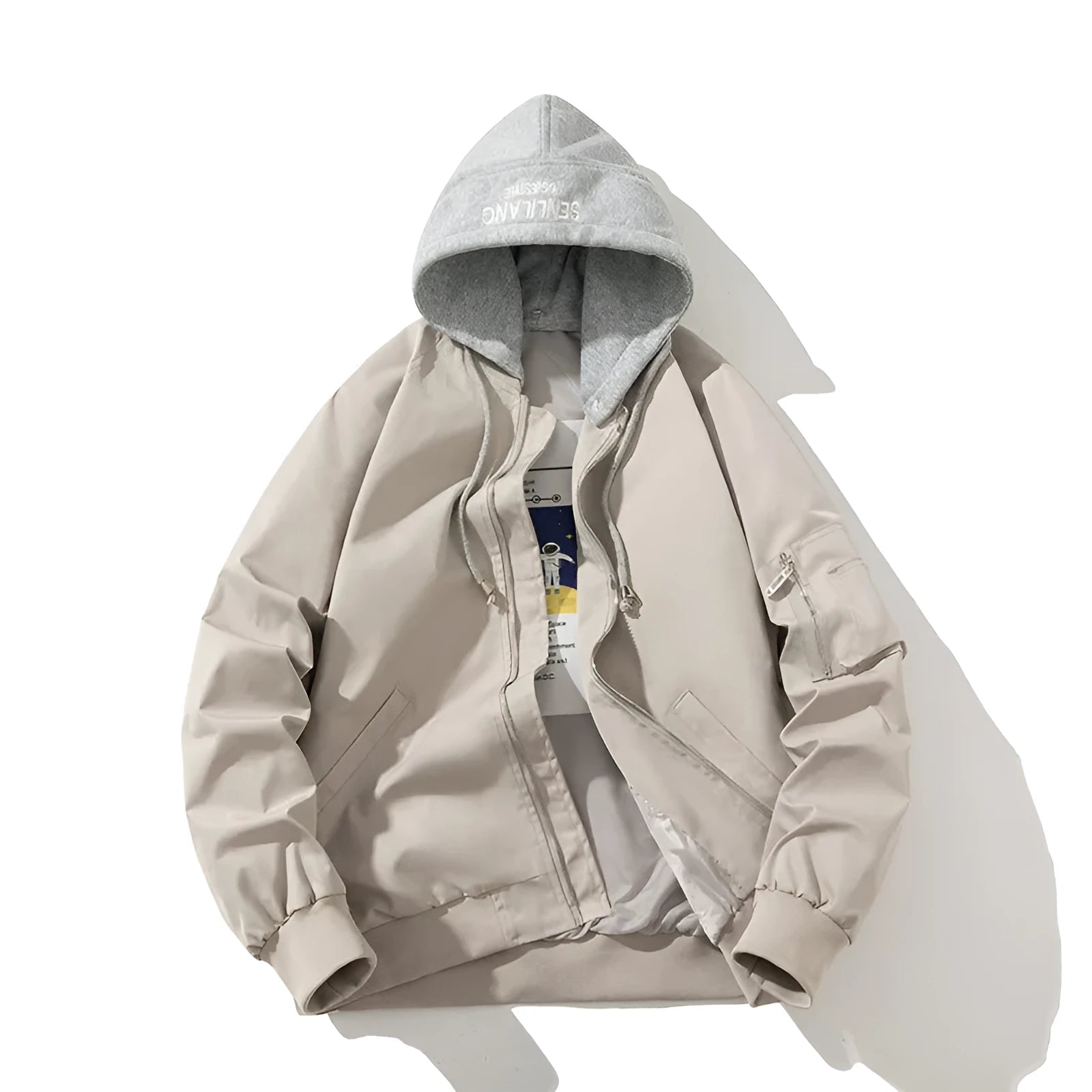 Pilot jacket in polyester blend fabric available in black, beige or green with sizes from M to 5XL