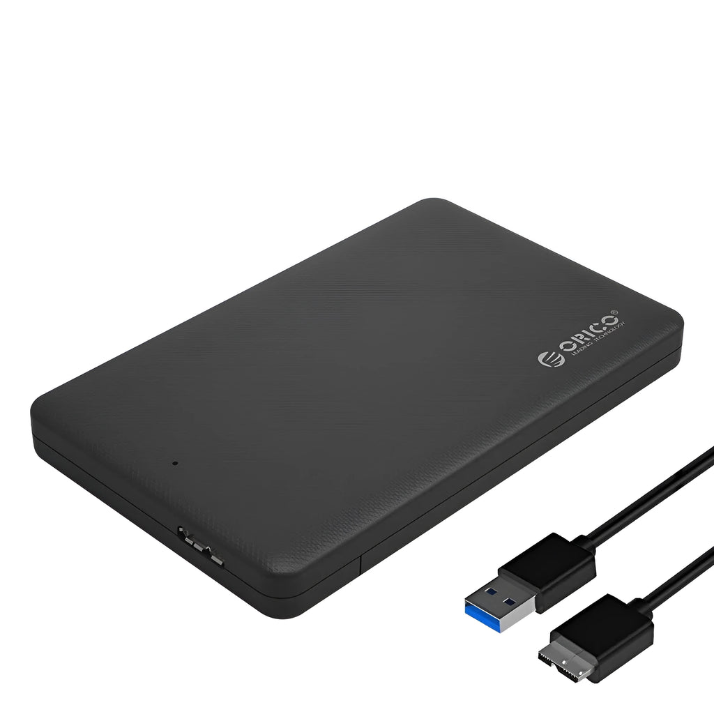 ORICO 2577U3 black ABS 2.5 inch SATA hard drive enclosure with USB 3.0 Micro B and SATA 3.0, 126.5 x 80 x 15mm