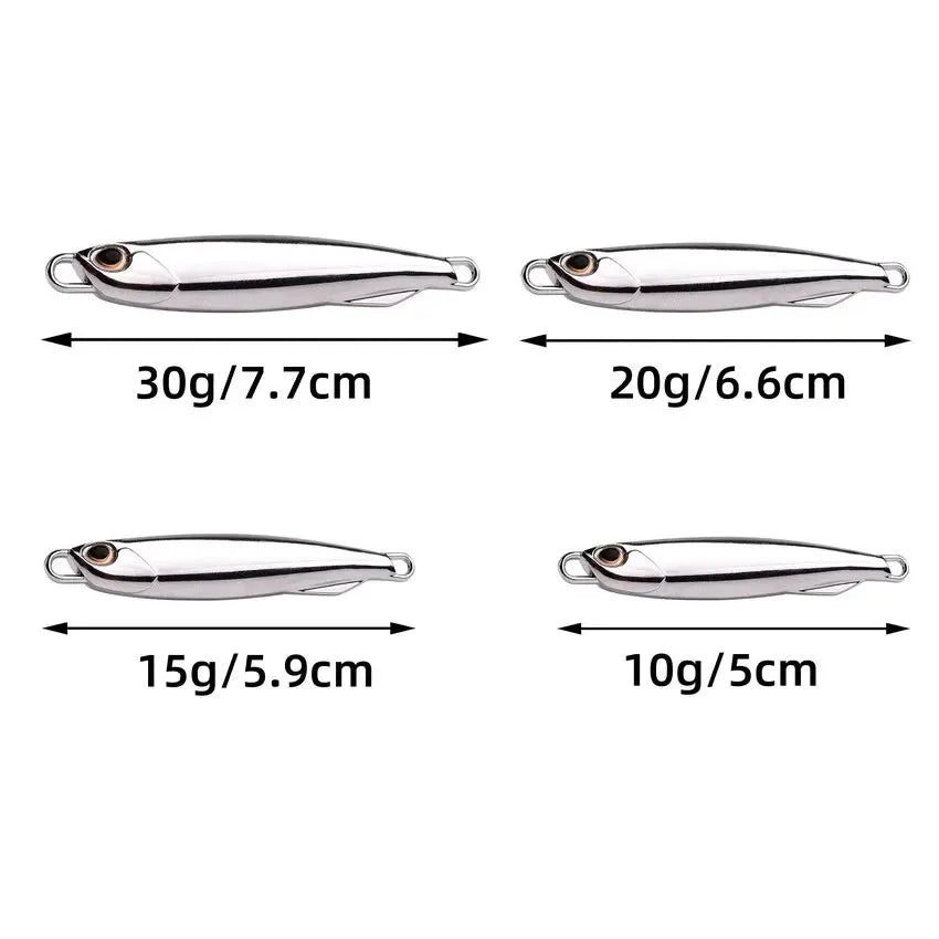 15g silver plated metal jig lure for sea fishing, 5-pack on OPP bag