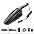 Black and orange car vacuum cleaner with cigarette lighter plug, showing compact 36cm size.