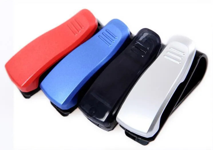 Car sun visor glasses clip holder with soft pad jaws holding sunglasses