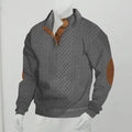 Stand collar long sleeve jacquard knitted pullover sweater in Army Green, polyester fibre, regular sleeve pullover style