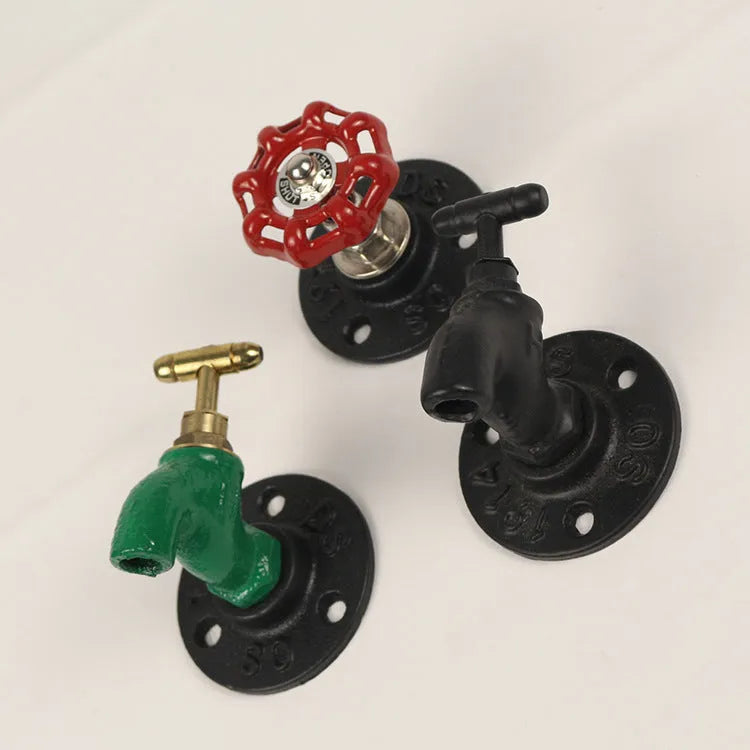 Metal water pipe style towel rack wall hook with polished finish in three colour options