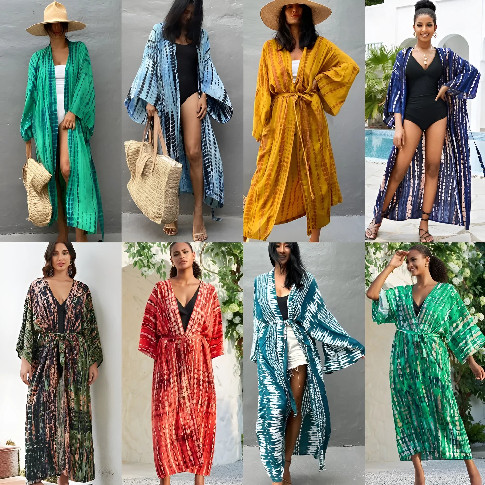 Printed cotton beach cover-up blouse in DN0712 series colours with loose fit for swimwear