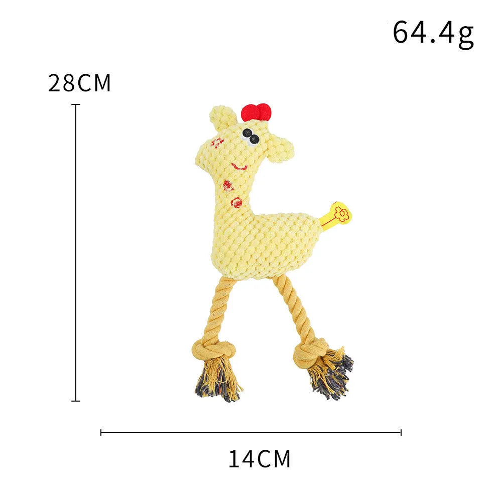 Blue deer shaped plush dog toy with corn grain texture on a white background