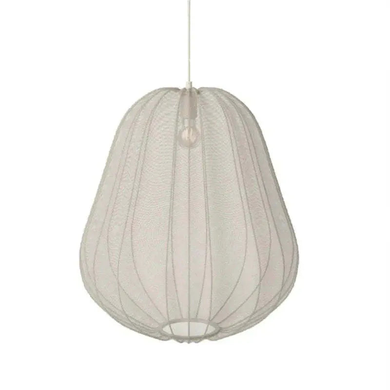 Japanese style pumpkin-shaped ceiling lamp with iron construction in white or grey blue finish