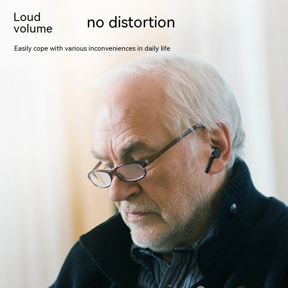 Black smart noise-reduction Bluetooth headset, invisible ear back, 16-channel hearing aid, in-ear, plastic and aluminium alloy