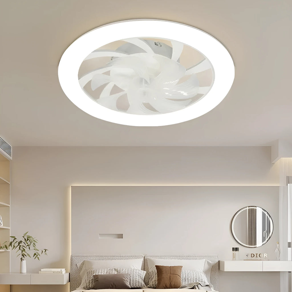 Minimalist ceiling fan lamp with plastic blades and remote control, 48cm diameter, modern style