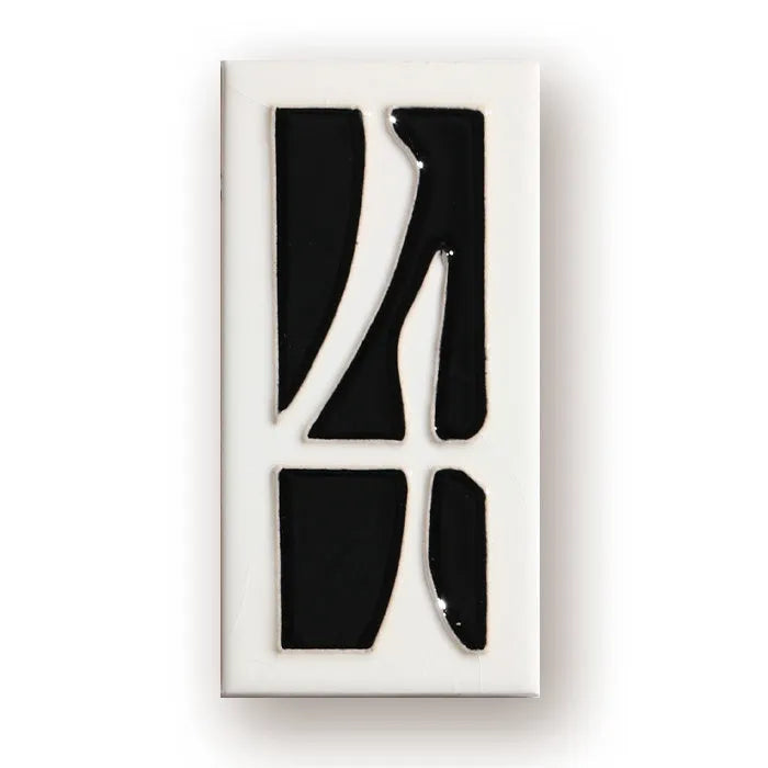 Handmade enamel art ceramic retro doorplate showing number 1 design, 76mm by 152mm