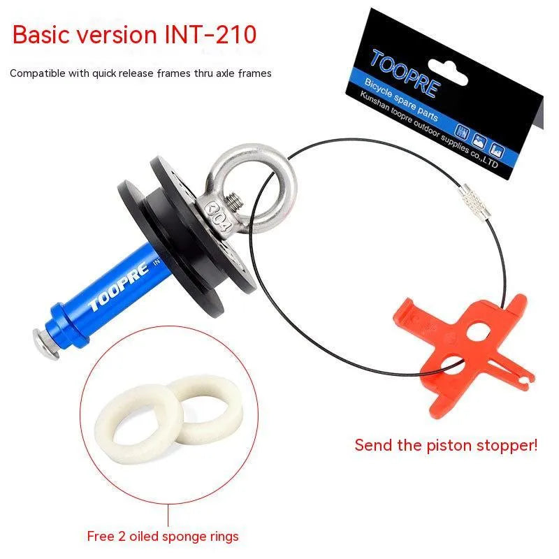 Aluminium bicycle chain holder and tensiometer tool in three versions: barrel shaft, basic, and quick release.