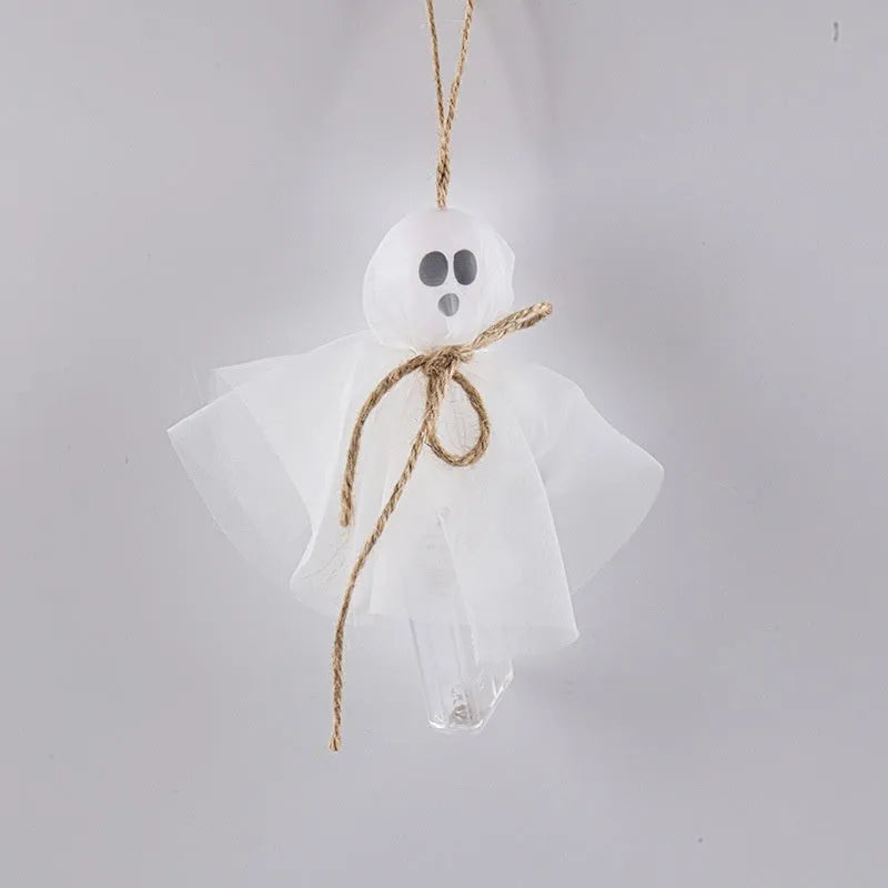 Halloween LED lighting chain with colourful ghost-themed lights and battery box for cordless venue décor