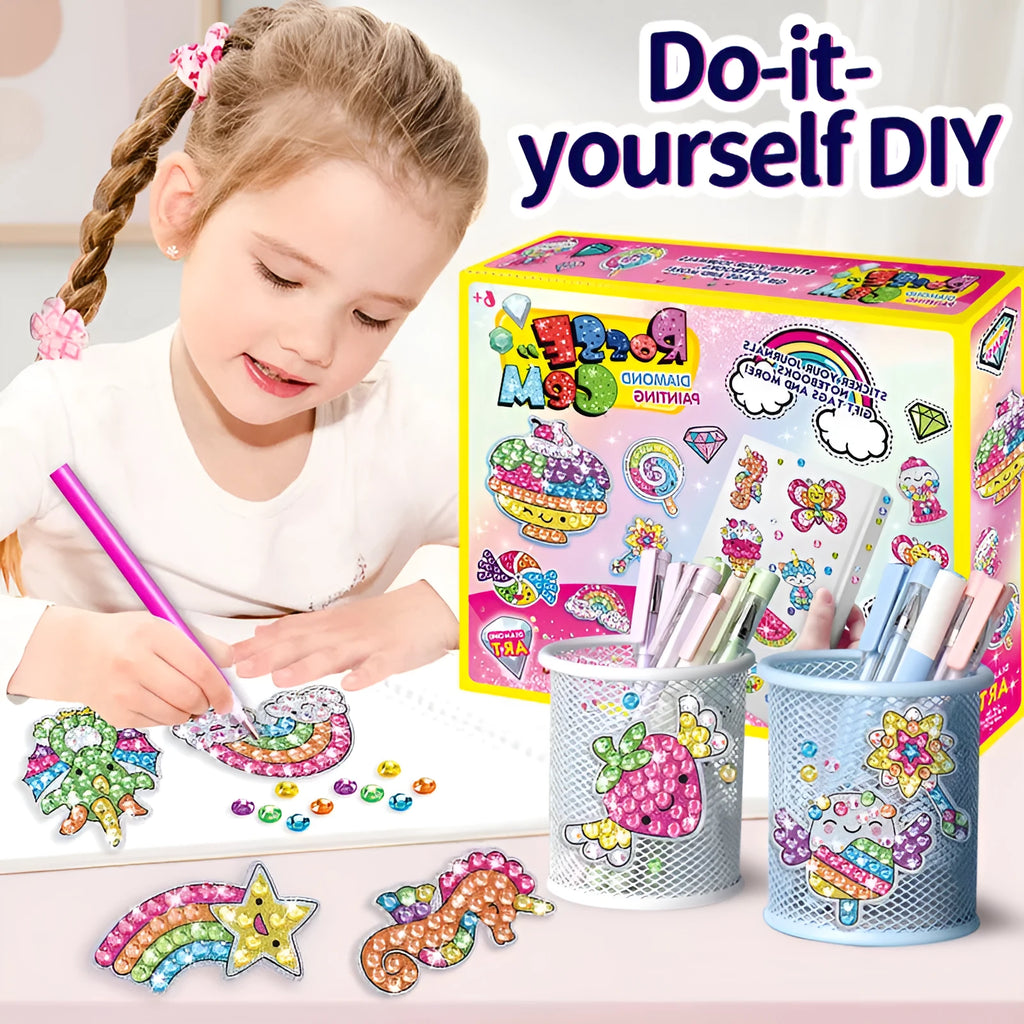 Diamond stickers refrigerator magnets plastic educational toy set in colour box packaging with diamond note papers