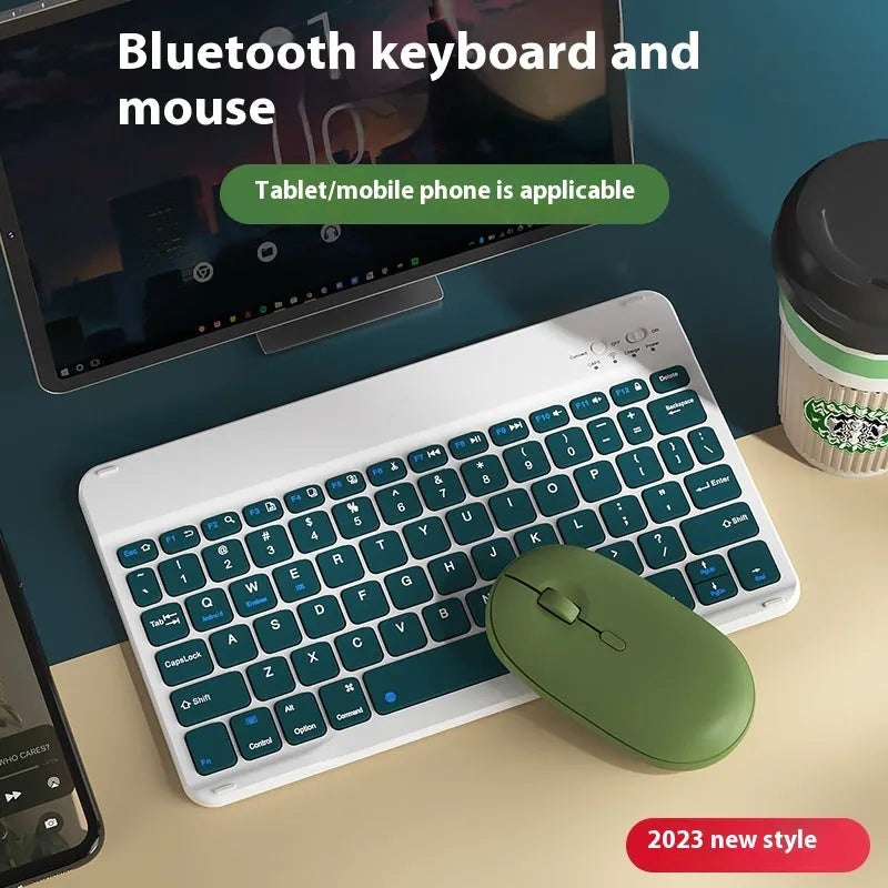 Bluetooth keyboard for tablets in elegant white colour with optional rechargeable mouse
