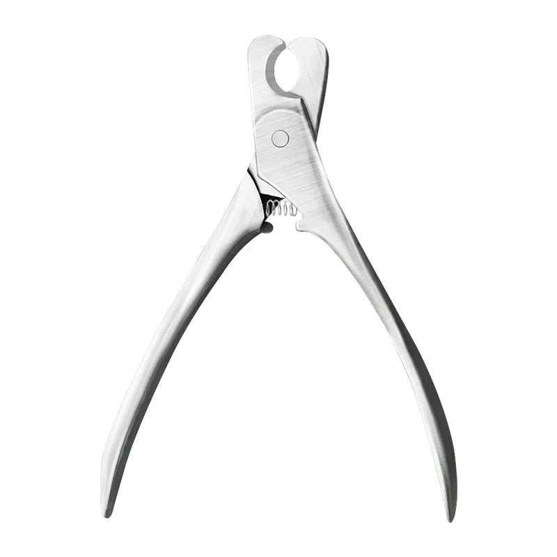 Silver stainless steel pet nail clipper with safety guard for trimming dog and cat nails