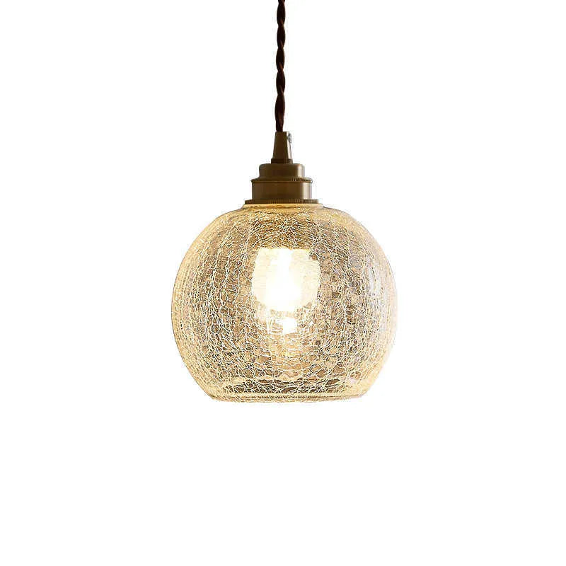 Brass and glass ball chandelier ceiling light with copper electroplated finish.