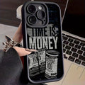 Money banknote USD currency phone case in black TPU with frosted finish for Apple iPhone