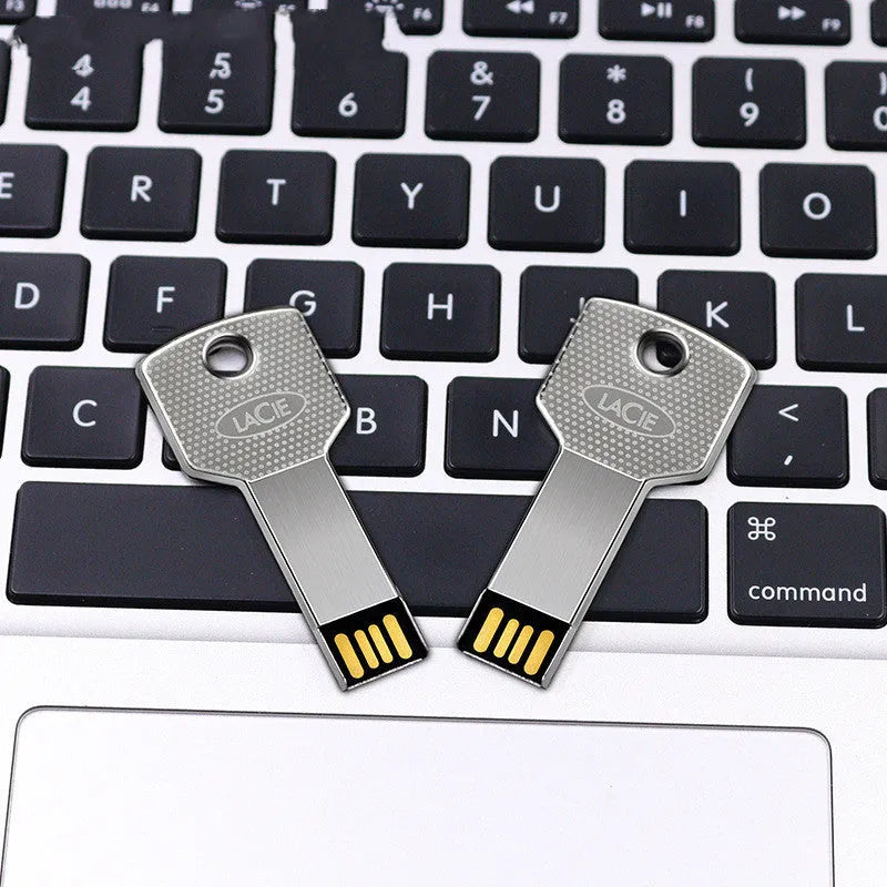 Ultra-thin white metal key USB flash drive, 47.5 x 13.5 x 4.5 mm, 7 g, USB 2.0