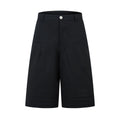 Retro wide leg straight denim middle pants in black or green with loose fit and zipper fly