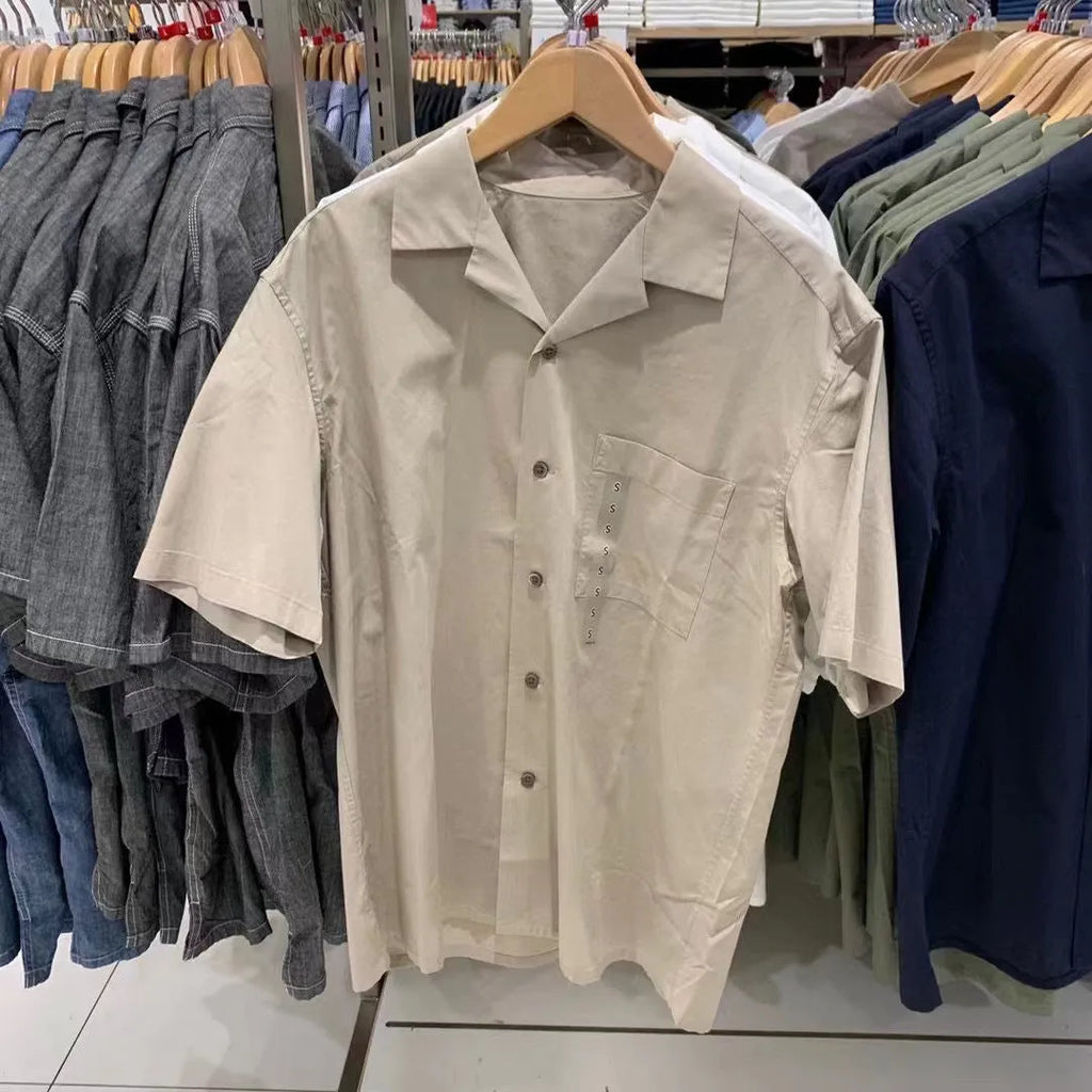 Men's modal cotton open collar casual shirt in beige colour with cardigan style