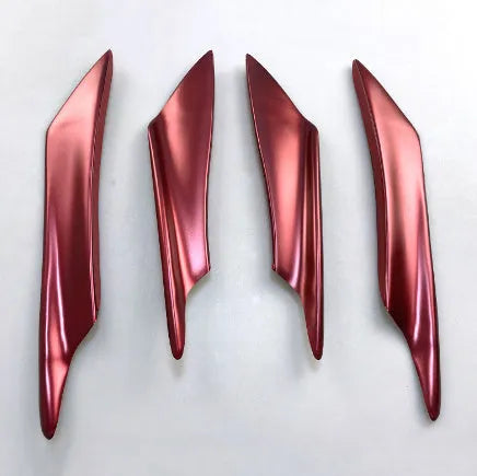 Set of four ABS plastic automotive bumper spoiler air knives in carbon fibre finish