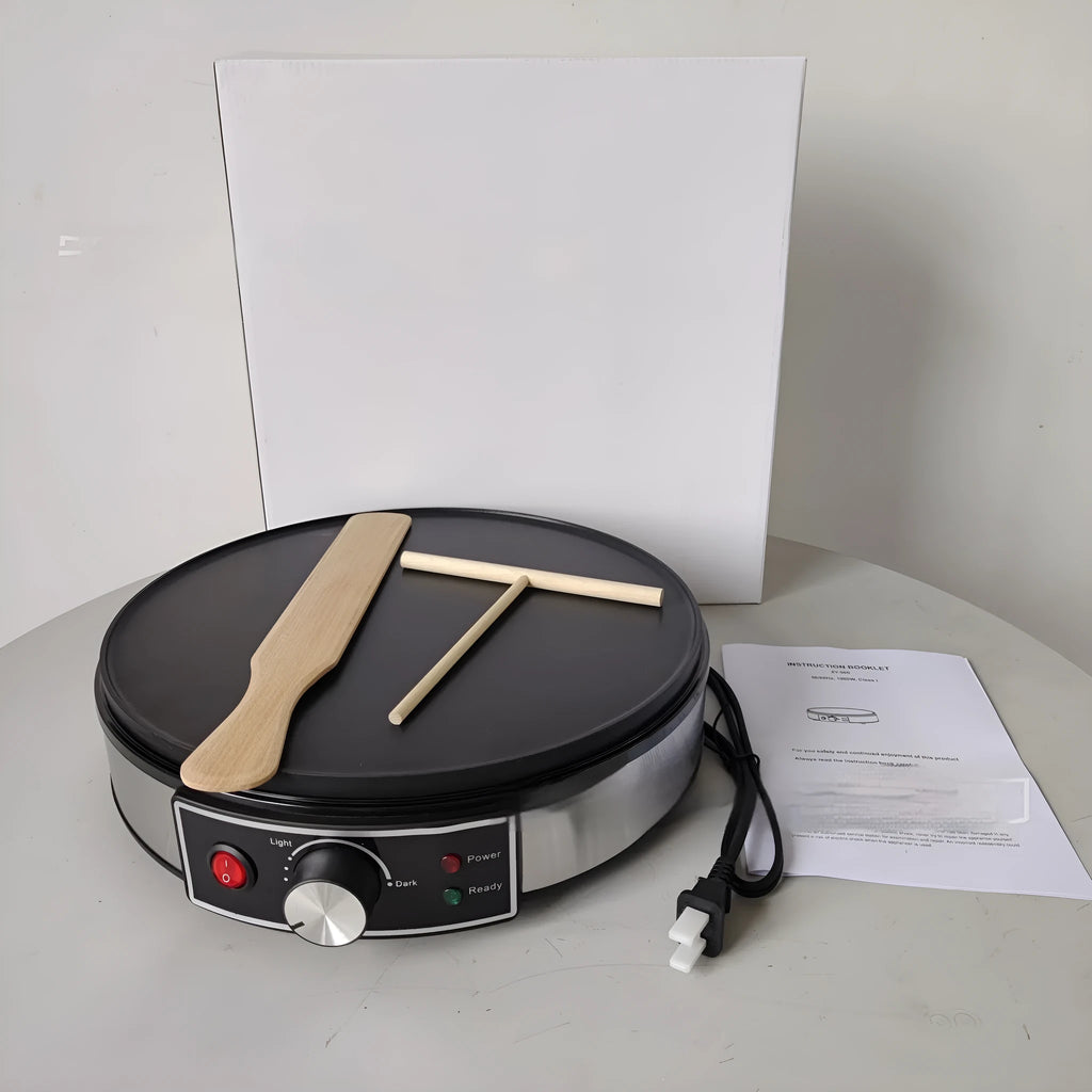 Black 30cm adjustable temperature electric baking pan with non-stick cooking surface