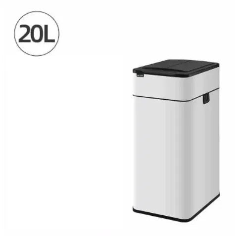 Stainless steel square inductive smart trash can with automatic sensor lid and deodorant function.