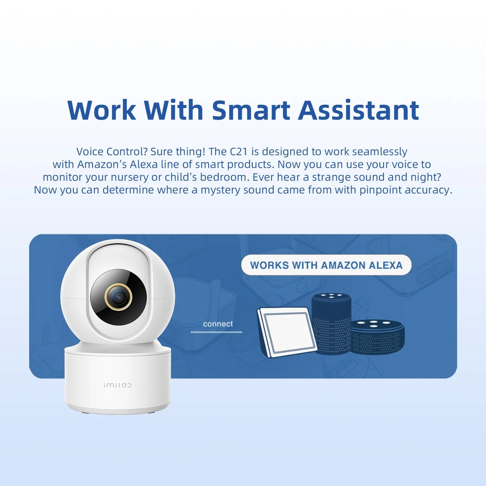IMILAB C21 white indoor WiFi surveillance camera with 360° view and night vision