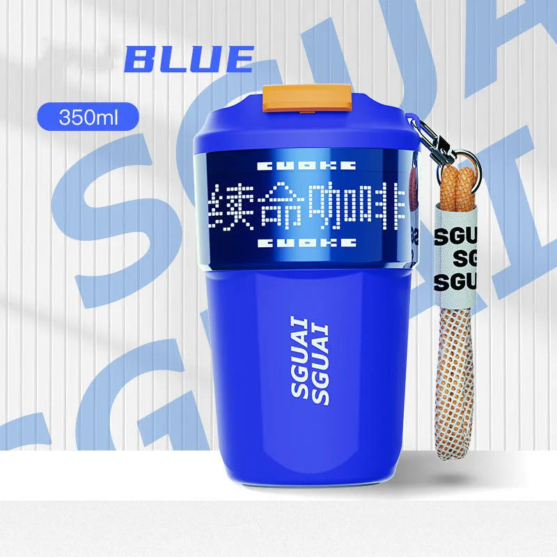 Japanese style 50ml stainless steel portable coffee cup in blue, grey, orange, or white.