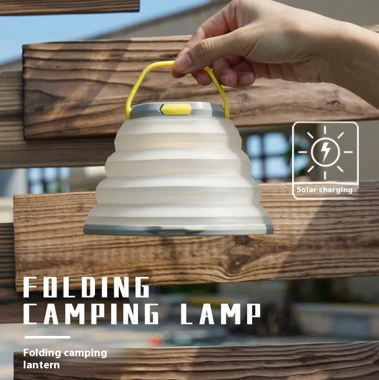 White plastic camping lamp with large capacity LED lighting and single-key switch