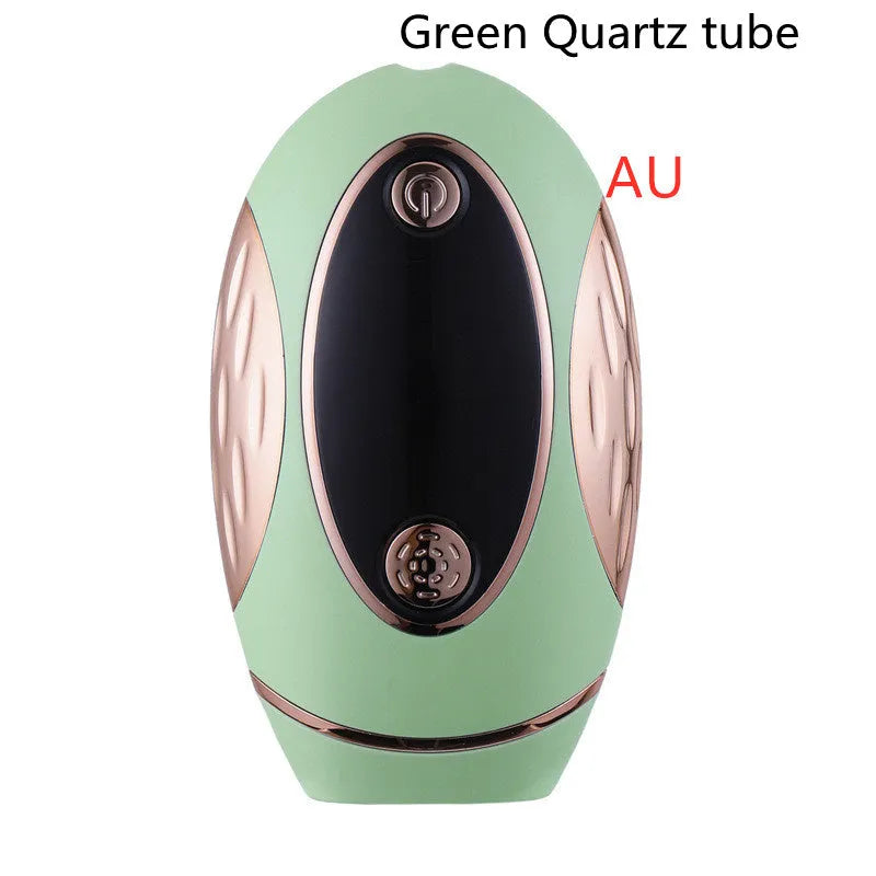 Black ABS IPL laser hair removal machine with 350,000 flashes for full body use, compact 14x7.5x4.5 cm