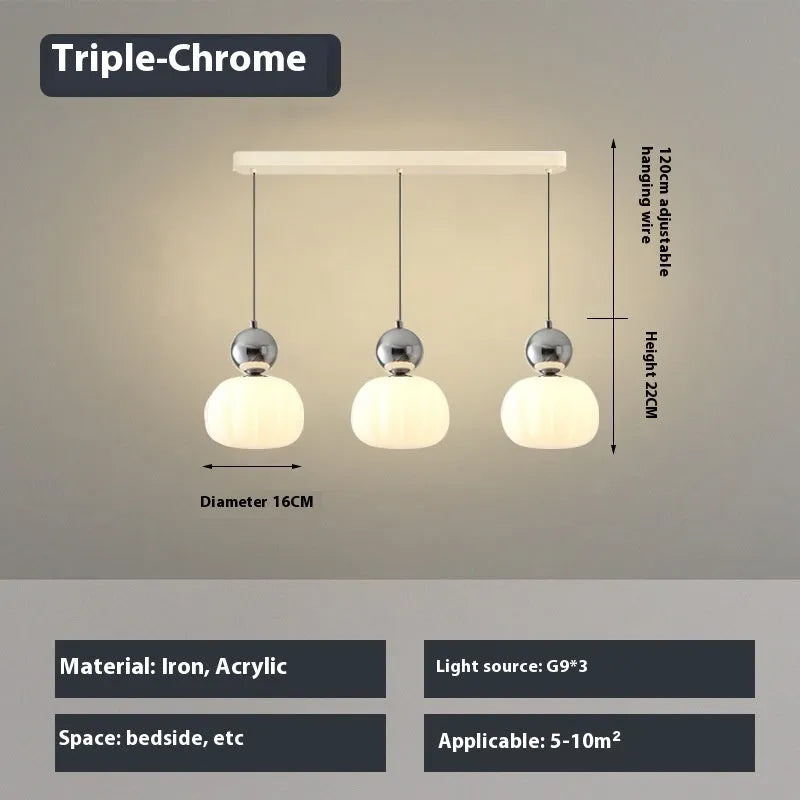 Nordic style pumpkin-shaped bedroom chandelier in alloy with multiple head and colour options