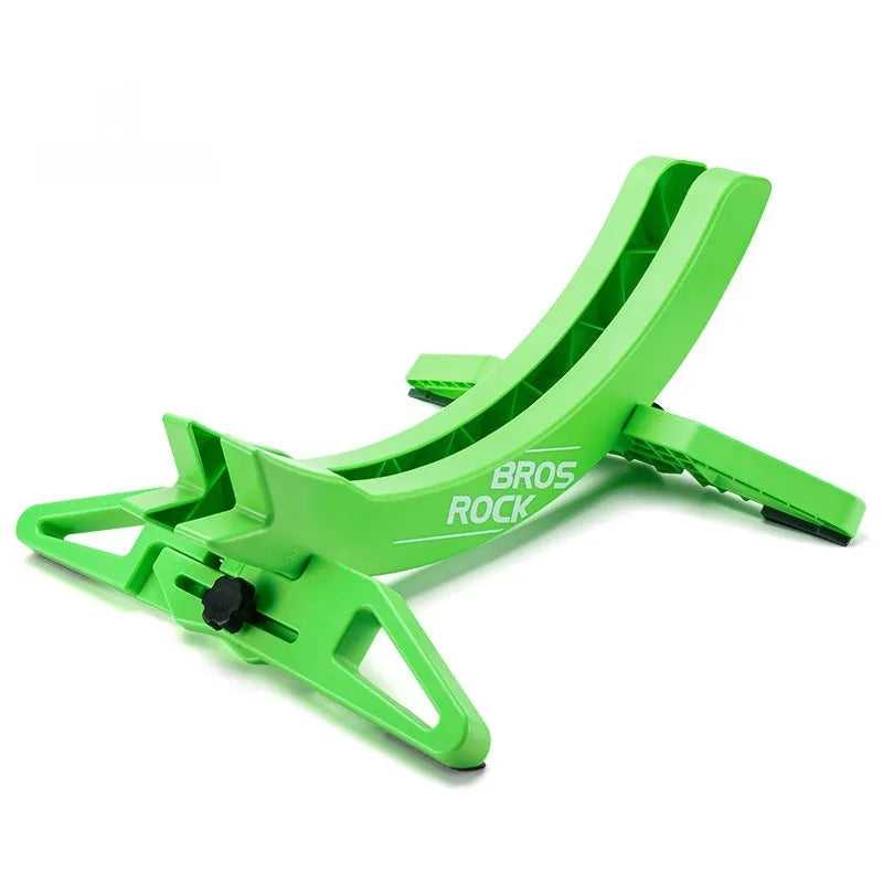 Black and green ABS plastic fixed bracket for mountain bike and road bike parking.