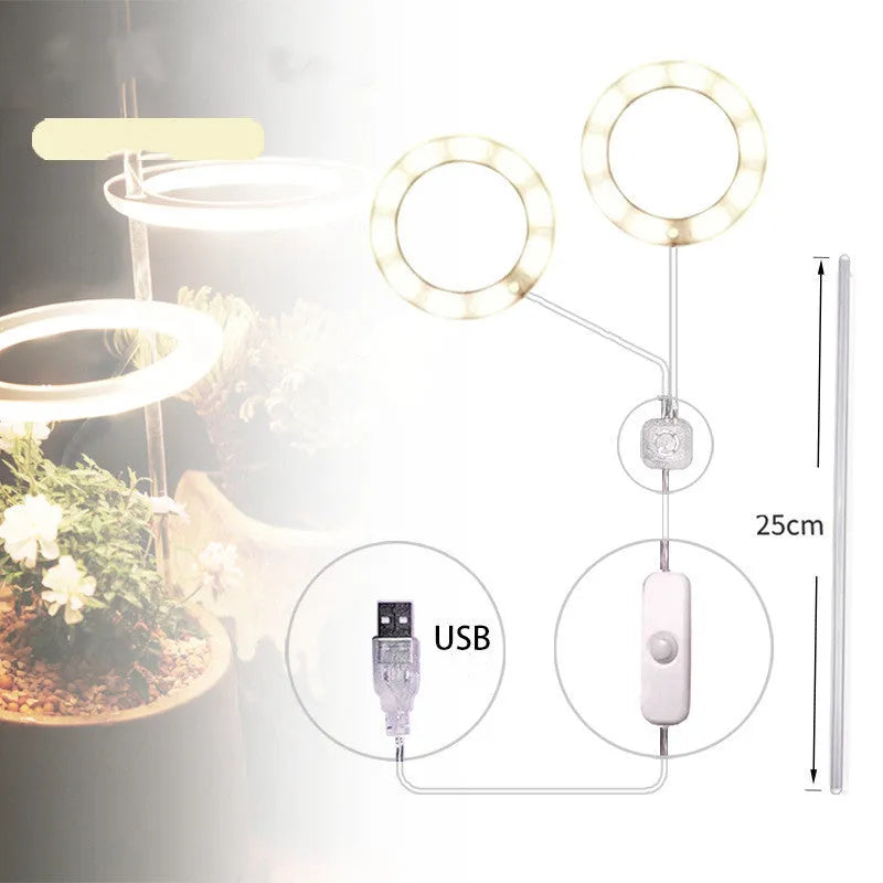 USB LED plant grow light with transparent PC and aluminium housing on a 25cm acrylic stick.