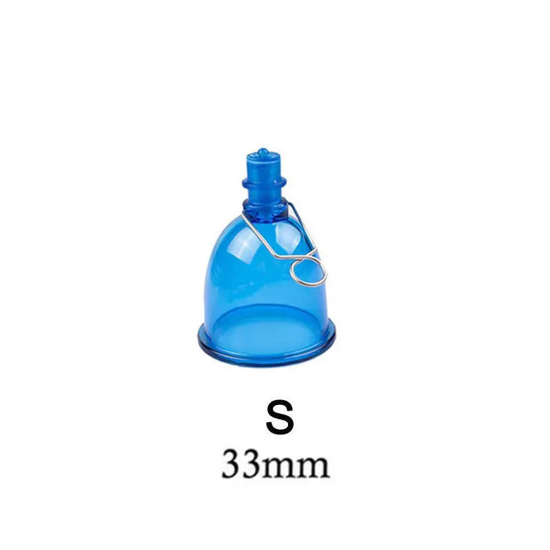 Blue silicone male masturbator cup in small, medium, and large sizes