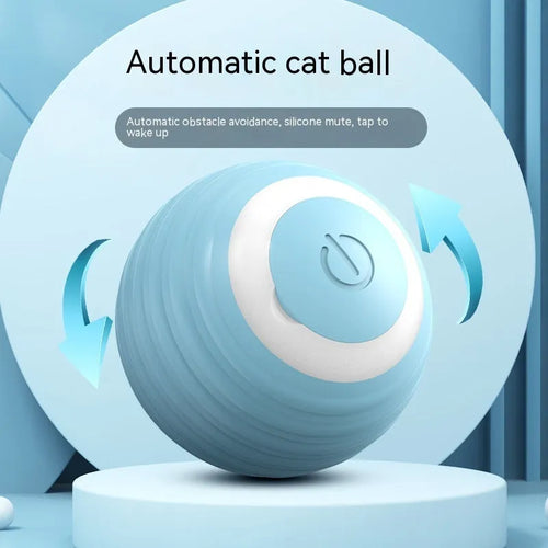 Blue automatic moving cat toy ball with rechargeable charging cable