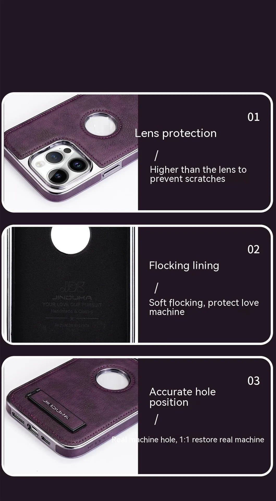 Imitation leather phone case with bracket Kickstand for iPhone in black colour