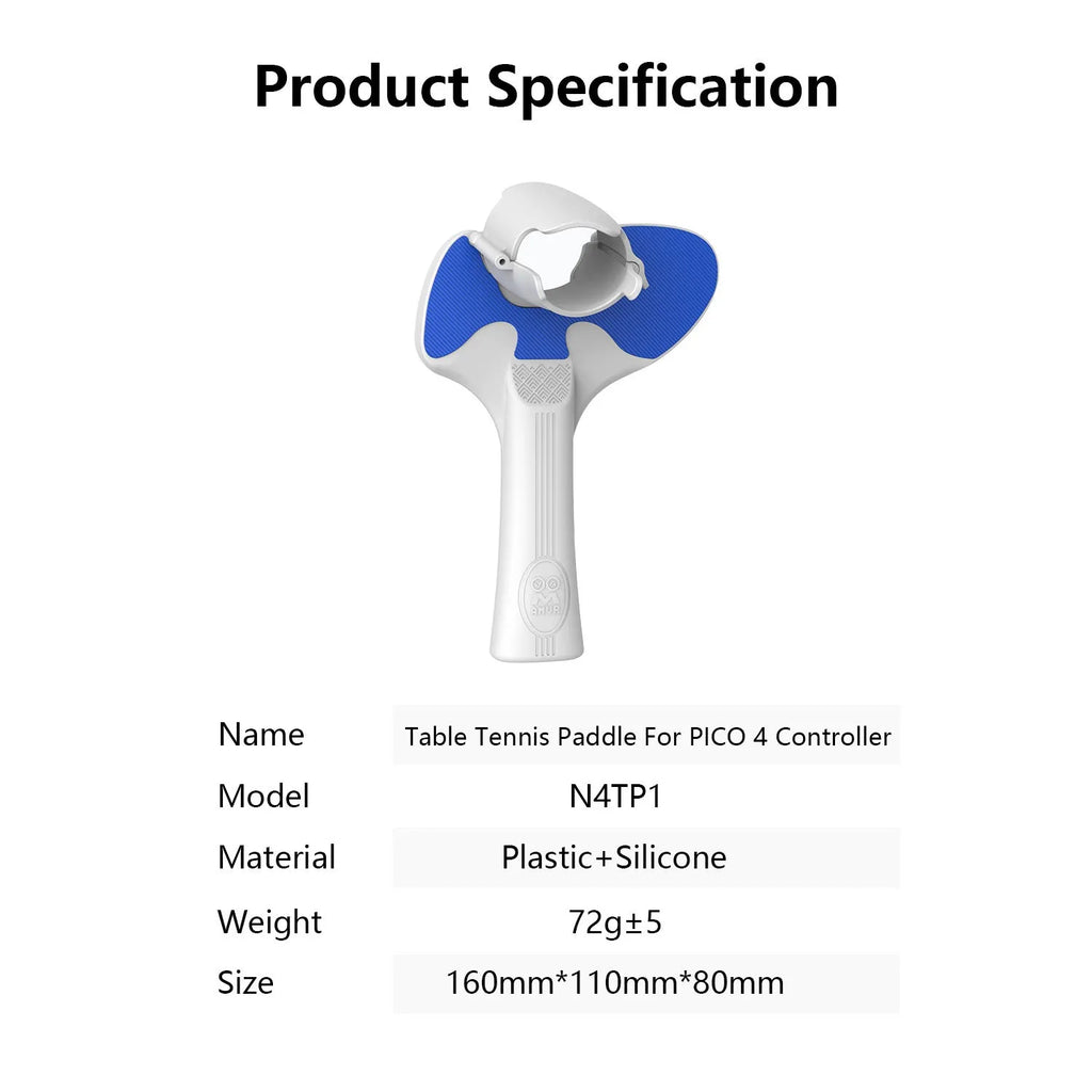 Red and blue plastic silicone table tennis racket grip accessory for Pico 4 VR controllers