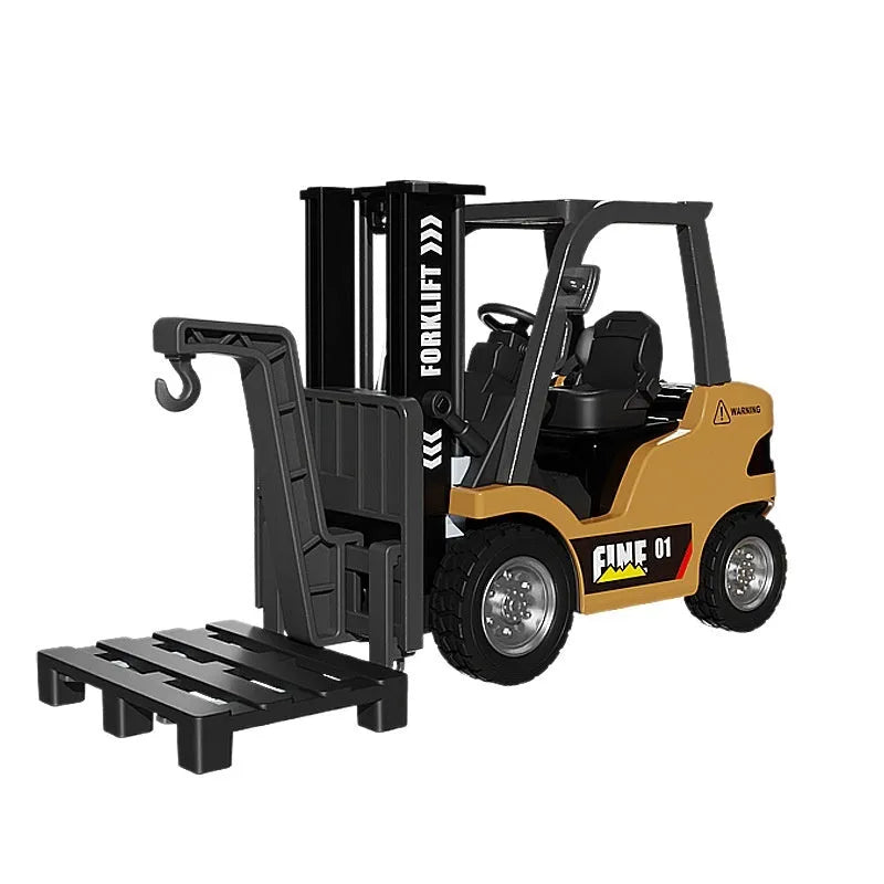 Bluetooth-controlled 1:64 scale alloy forklift simulation model with remote controller and accessories