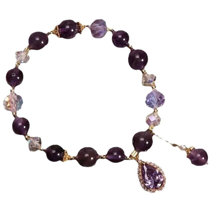 Purple amethyst crystal bracelet for women with natural stones