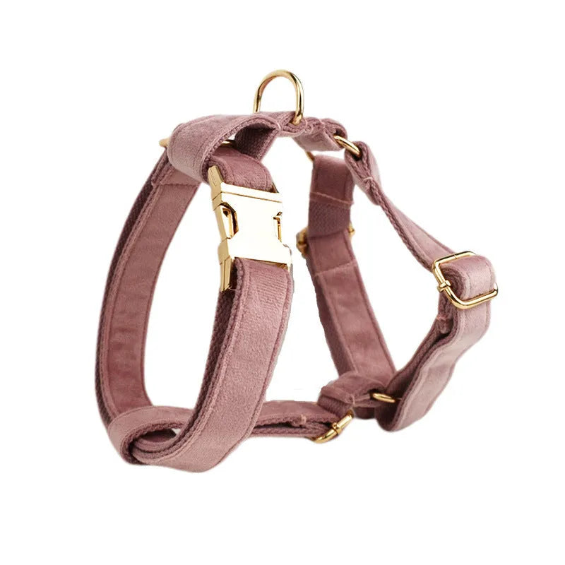 Light purple pink velvet dog collar for small to medium sized dogs