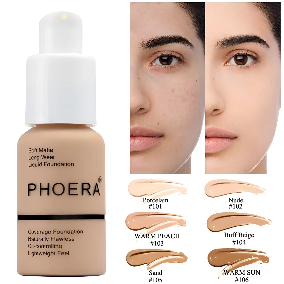 Oil control matte concealer foundation in natural colour, waterproof and long-lasting, available in single and multi-packs.