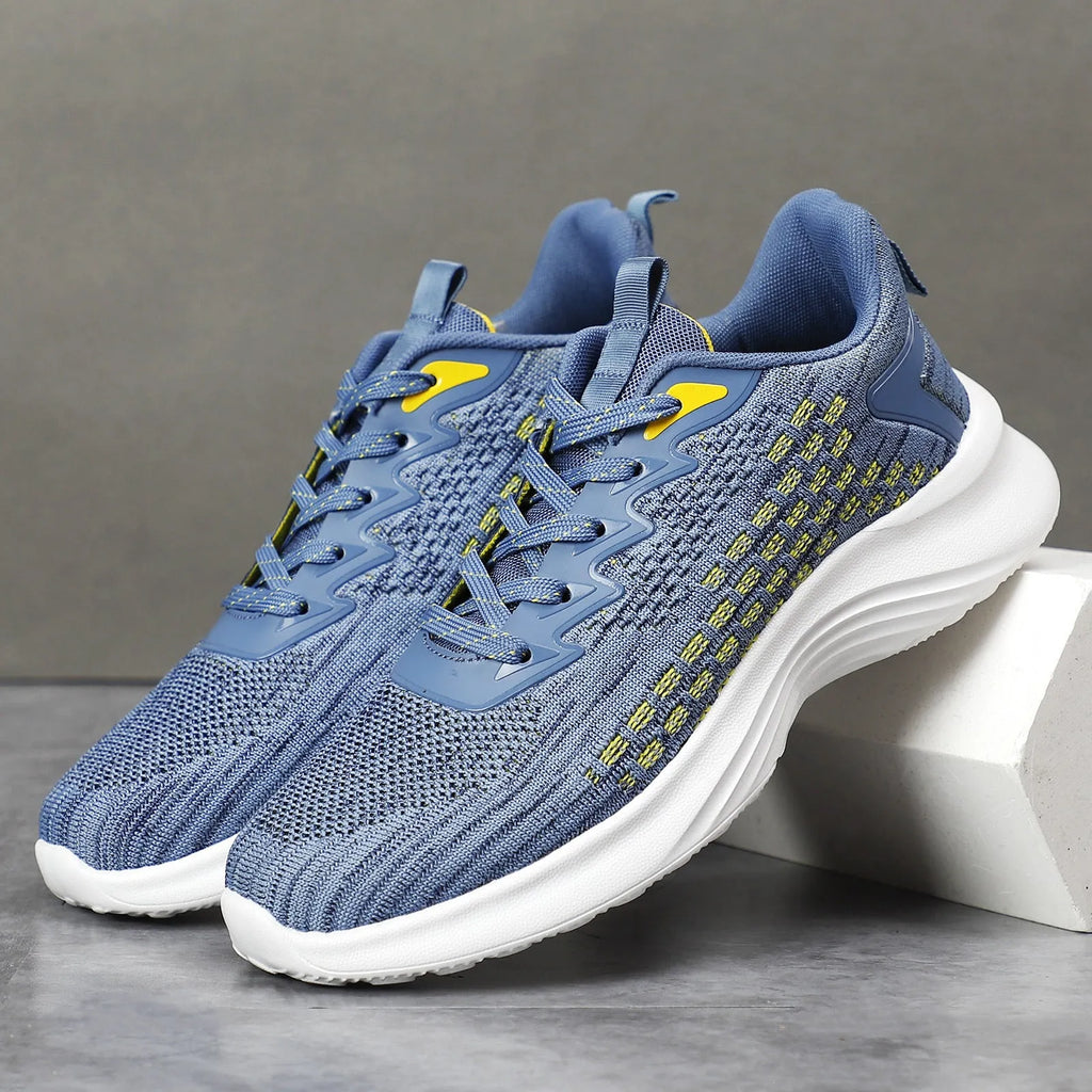 Lavender purple women's Flyknit running shoes with striped pattern and EVA sole.