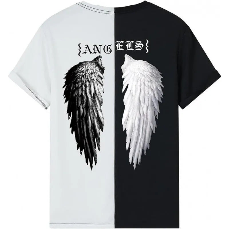 Men's printed short-sleeved sports T-shirt with digital pattern on polyester fabric
