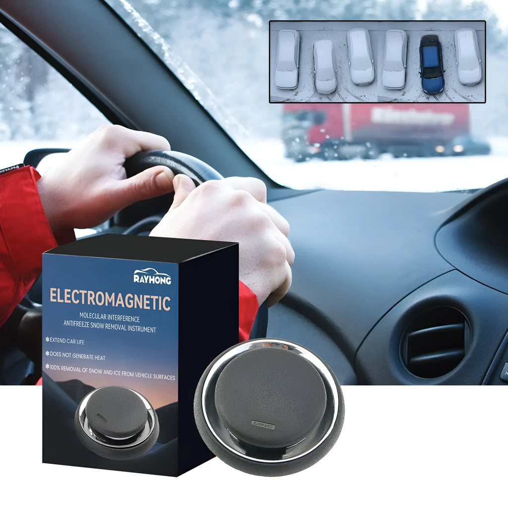 Black portable car deicing instrument measuring 7.4cm with lid for snow removal