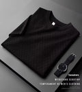 Man wearing a black V-neck ice silk summer T-shirt, Korean style casual wear